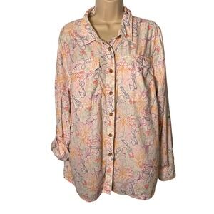 Duluth Trading Co Armachillo Shirt Women's XXL Fruit Veggie Print Outdoor Garden
